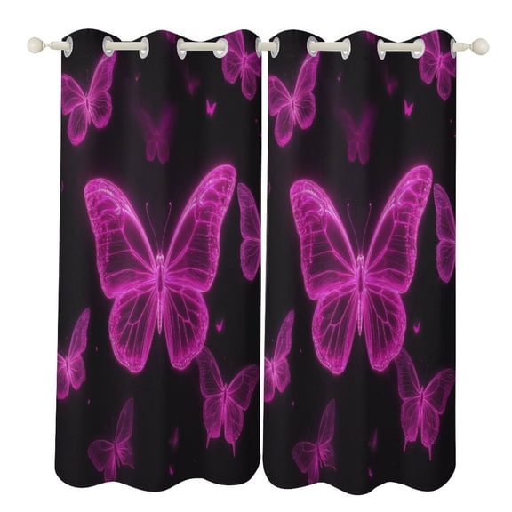 Dreamy Purple Butterfly Pattern (58)-1 Blackout Curtains Window Drapes Room Darkening Thermal Insulated Grommets Blackout Curtains, for Living, Dining, Bedroom,2 Panels