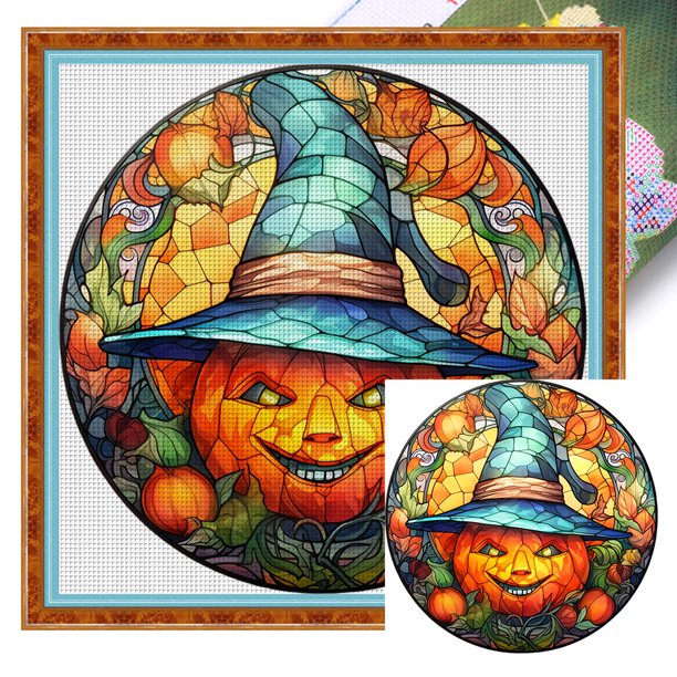 Kit Punto Cruz Con Calabazas Hilo Algodón Ecológico Bordado 18CT