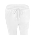 thumbnail image 4 of BUIGTTKLOP Women Casual Cotton and Linen Solid Drawstring Elastic Waist Long Straight Pants, 4 of 8