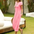 thumbnail image 3 of Women's Summer Tshirt Dress Casual Short Sleeve Crew Neck Flowy Maxi Beach Dress Comfortable Stylish 2024 Fashion Trendy Outfit, 3 of 5