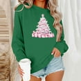 thumbnail image 2 of asdoklhq Christmas Plus Size Sweaters for Women Round Neck Hoodless Christmas Printed Casual Loose Sweatshirt Green M, 2 of 6