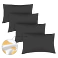 thumbnail image 1 of Amorosa 4 Piezas Fundas de Almohadas Impermeable Protectores de Almohada Suaves y Acogedoras para el Hogar Dormitorio Hotel Negro Estándar-50*80cm, 1 of 6