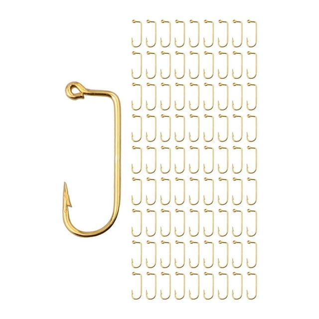 100pcs Golden Color 90 Degree for Crankhook Worm Lure Barbed Fishing Hooks