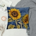 thumbnail image 2 of COMIO  Flower Throw Pillow Covers Watercolor Blue Background with Rose Sunflower Poppies Floral Blossom Plant Pillow Cases Farmhouse Decorations Cushion Cover, 2 of 5