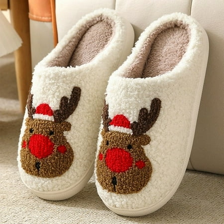 

CoCopeanut Upgrate Cute Animal Slipper For Women Girls Kawaii Fluffy Winter Warm Slippers Woman Cartoon Milk Cow House Slippers Funny Shoes