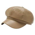 thumbnail image 4 of Xijirk Leather Newsboy Cap for Women Boy Hat for Daily Street Shopping Travel Autumn Winter Casual Occasions,Khaki,One Size, 4 of 4