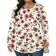 thumbnail image 2 of Enjoytime Cute Tops for Women Floral Print Crewneck Long Sleeve Blouses Business Loose Casual Fold Shirts Plus Size Winter Clothes Multicolor XXXXXL, 2 of 6
