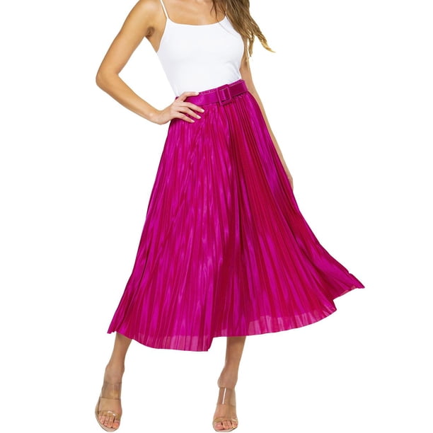 Falda satinada con cinto AMAD para mujer fucsia S AMAD FW22-F07