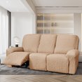 thumbnail image 2 of Stretch Seersucker Recliner Sofa Cover 8-Pieces Country style Reclining Couch Slipcover Simple Home Furniture Protector, 3 Seater/Oatmeal, 2 of 7