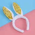 thumbnail image 1 of Diadema con orejas de conejo con lentejuelas parpadeantes, gorros para el pelo con orejas de conejo para la fiesta de Navidad de Pascua (púrpura, 1 of 2