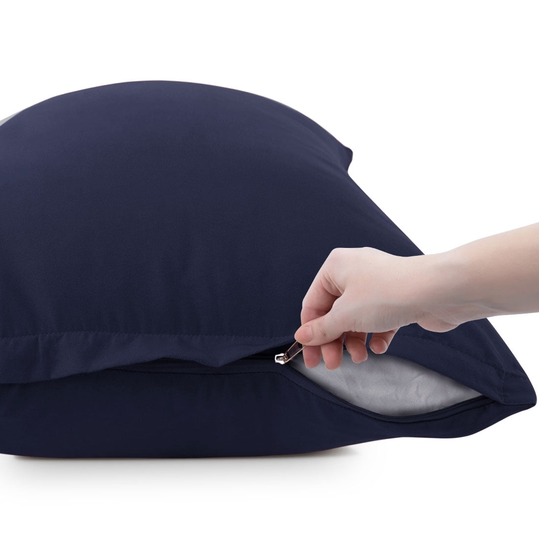 Unique Bargains 4-Piece Soft Microfiber Pillowcases Navy Blue Queen(20"x30")