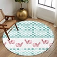 thumbnail image 2 of Round Rug 7Ft Washable Non-Slip, Green Plaid Farmhouse Circle Area Rugs for Living Room Bedroom, Watercolor Cute Country Pigs Checkered Indoor Floor Mats Carpet Runner for Home Decor Aesthetic, 2 of 8