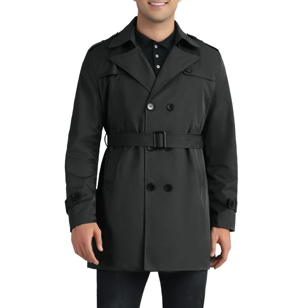 ABRIGO DE TRENCH DE NEGOCIOS CHIC INSPIRADOR PARA HOMBRES, DE DOBLE BOTONADURA Y CON MUESCA PARA INVIERNO