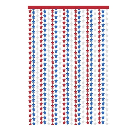 

Christmas Deal Independence Day Decorations 2M Star Rain Silk Curtain Party Decoration Red Blue Silver Five Pointed Star Rain Silk