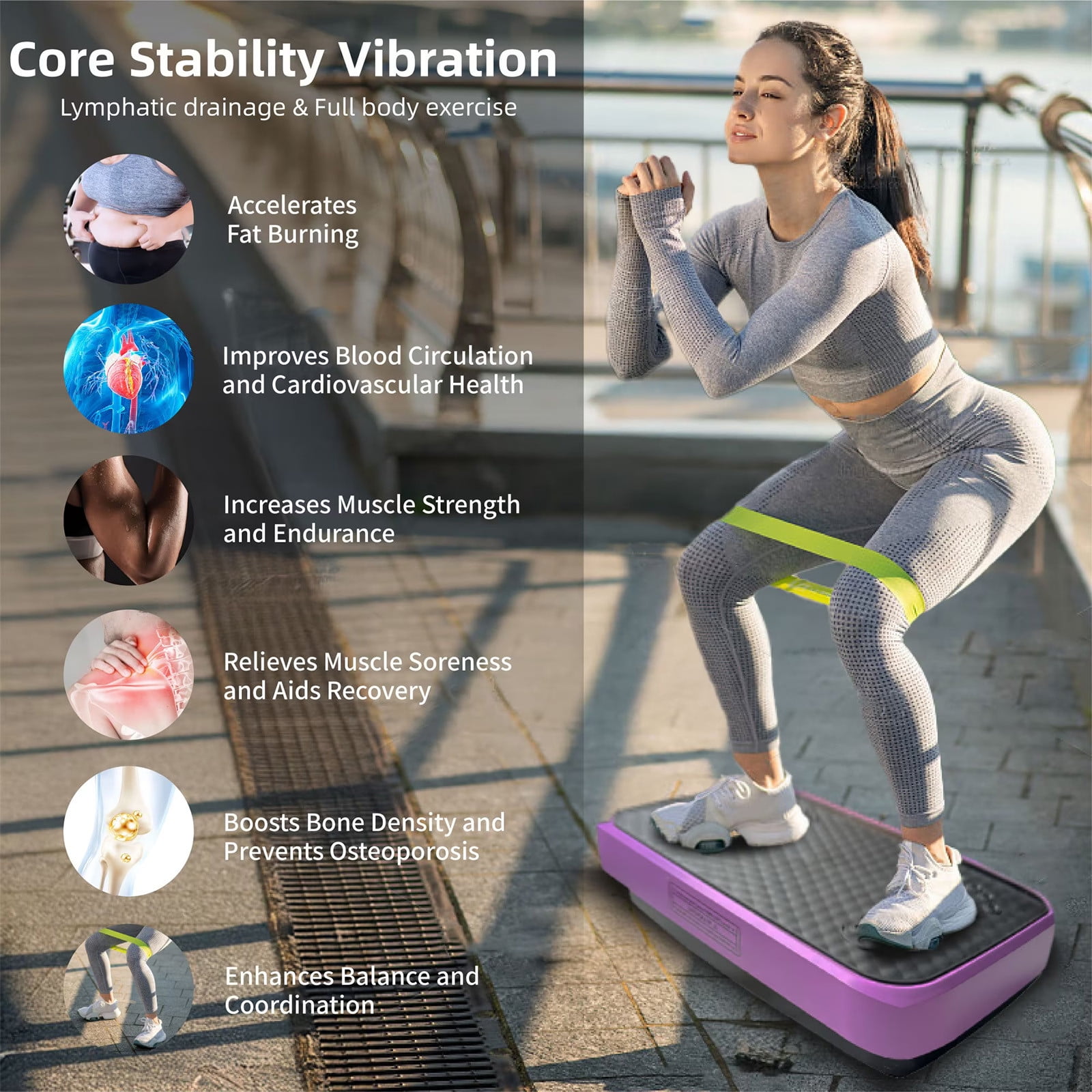 WEGFTDUOP Vibration Plate Exercise Machine with 120 Speed Levels - Vibrate Stand Shake-Whole Body Workout Platform for Weight Loss & Lymphatic Drainage