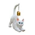 thumbnail image 4 of Estatua de gato con campana de metal, figura de gatito, carillón de viento, escultura de animal de resina para Blanco, 4 of 9