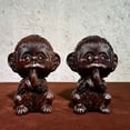 thumbnail image 2 of Ebony carved monkey figurine, a cute monkey zodiac animal figurine, a stress reliever for the workplace, a Feng Shui symbol., 2 of 3