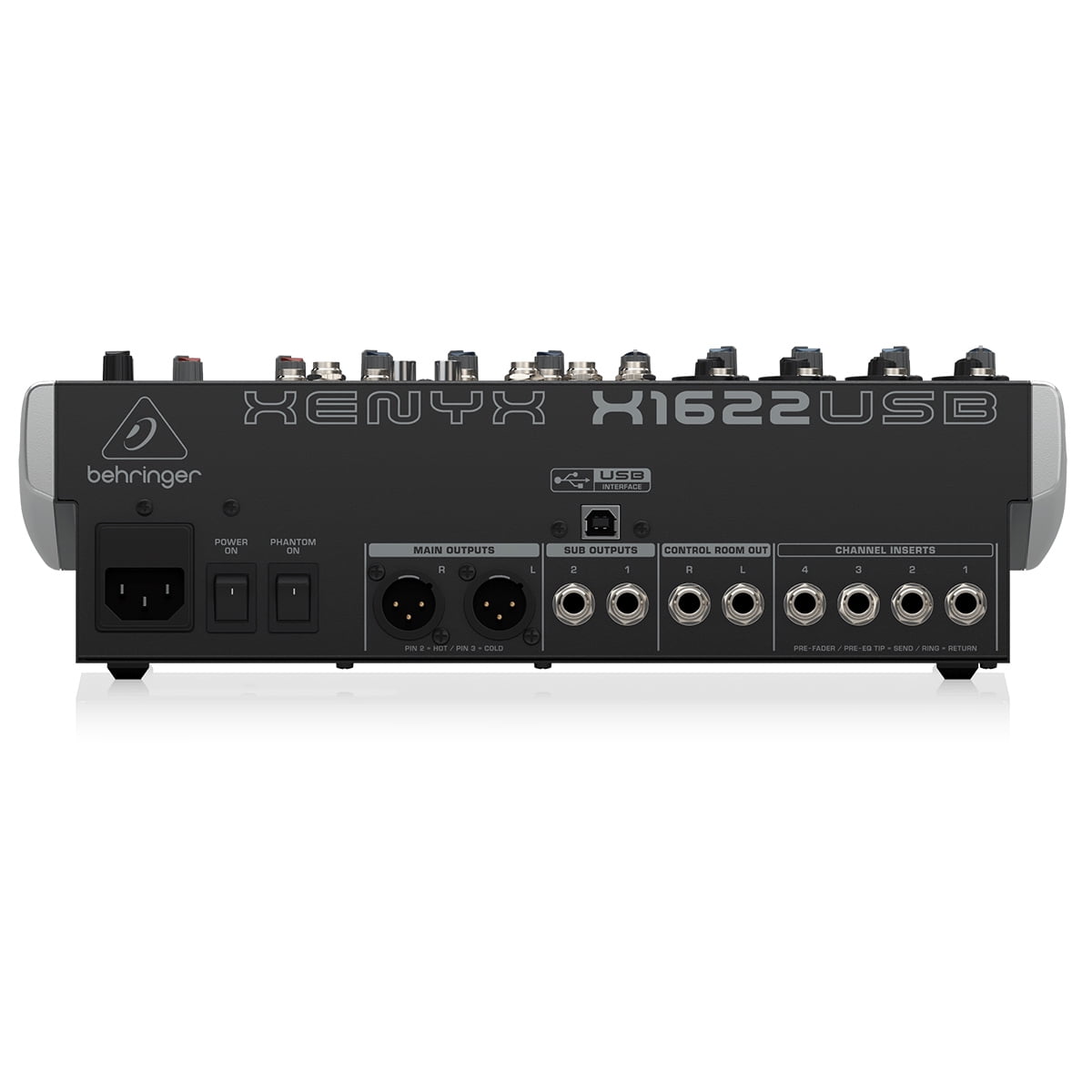 Behringer XENYX X1622USB Premium 16-Input 2/2-Bus Mixer with XENYX Mic Preamps and Compressors, British EQs - With 2 Pack 15' 8mm XLR Microphone Cable