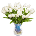 thumbnail image 6 of 150Pcs Artificial Tulips Flowers Real Touch Tulips Fake  PU Tulip Bouquet Latex Flower White Tulip(White), 6 of 7