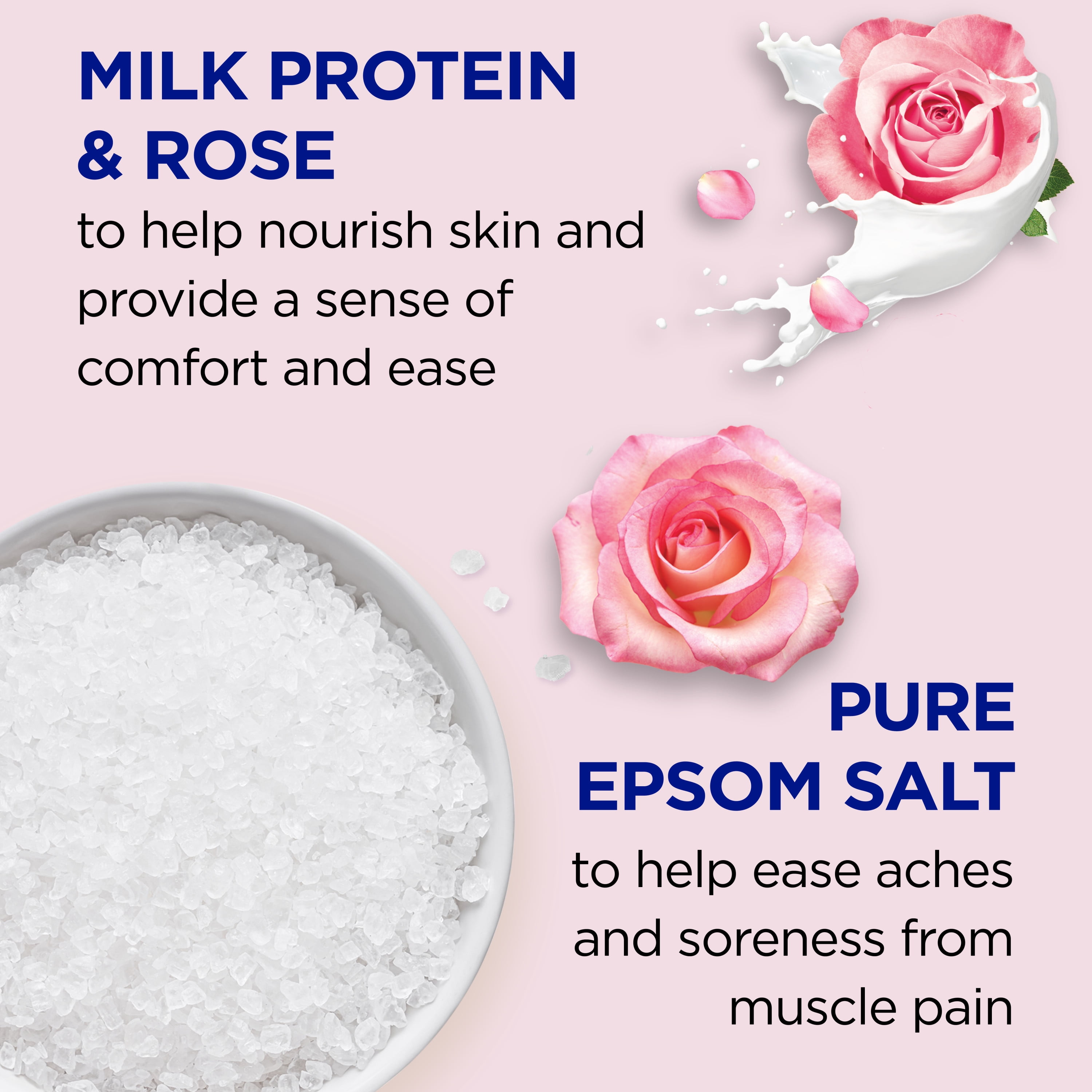 Dr Teal's Epsom Salt Magnesium Soak, Calm & Serenity with Rose Essential Oil & Milk Protein 3 lbs, 4 count