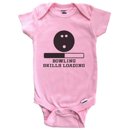 

Bowling Skills Loading Funny Bowler Humor Baby Bodysuit (Pink) 3-6 Months