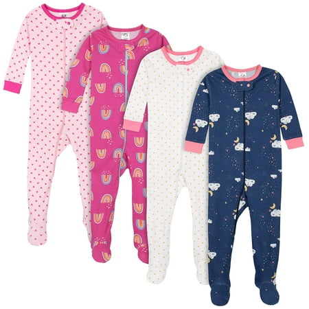 

Gerber Baby Girls 4-Pack Footed Pajamas Dreams Rainbows Pink 9 Months