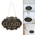 thumbnail image 4 of Letrero de abierta de doble cara, letrero de negocios reversible cretivo de colgador de puerta letras doradas negras Zulema rótulo comercial, 4 of 8