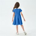 thumbnail image 6 of mgoYE Flower Girl Dress Girl's Peter Pan Collar Dress Short Sleeve Casual Flare Skater Dresses(Blue,11-12 Years), 6 of 8