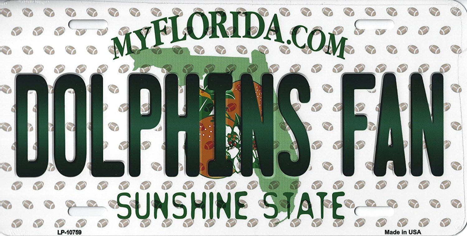 Dolphins Metal Novelty License Plate 