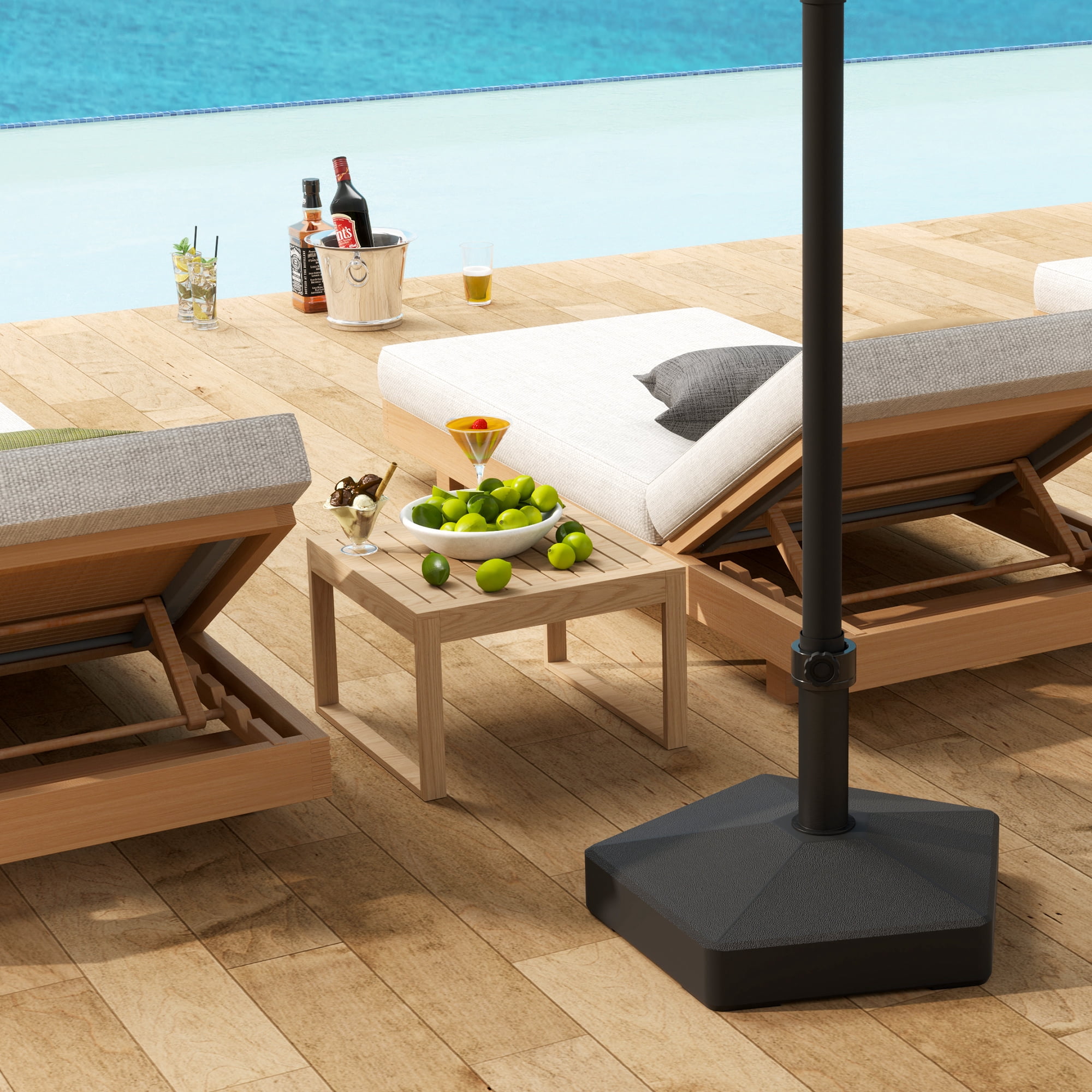Outsunny Patio Umbrella Base Holder Outdoor Umbrella Stand, Filled Up to 42lbs with Stand or 33lbs with Water for Garden Poolside, Black