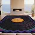 thumbnail image 2 of Design&I 8'x10' Washable Area Rug Record Music Retro Groovy Swirl Border Tapete Redondo Wet Vinyl Cd Playful for Living Room, Family Extra Large Skid-Resistant Low Profile, 2 of 7