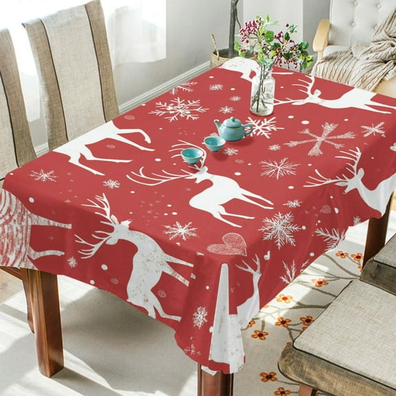 BZSMCE Square Tablecloth Snowflake and Reindeer Pattern Pattern Tableclothes