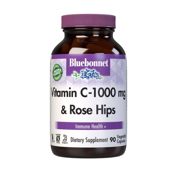 Bluebonnet Vitamin C-1000mg Plus Rosehips Immune Health & Antioxidant Support*, 90 Caps