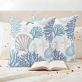 thumbnail image 3 of Blue Grey Coastal Outdoor Waterproof Pillow Covers, Summer Beach Coral Shell Starfish Decorative Square Throw Pillowcase Sofa Cushion Sham for Patio/Couch/Chair, 20"x20" 2 Pack, 3 of 8