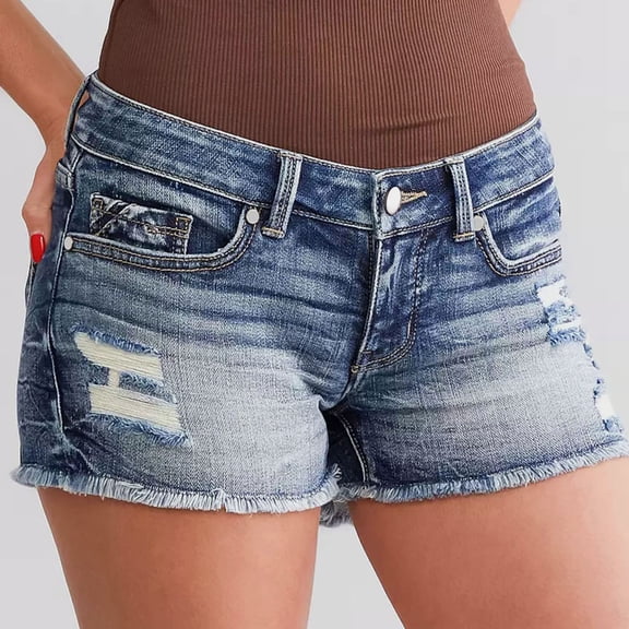 Women's Ripped Denim Shorts Mid Rise Distressed Jean Shorts Stretchy Short Jeans With Pocket Summer Casual Jeans Short Jean Women Pants on Pant Women Woman Jean Pants Tall Womens Clothes Long Stilt