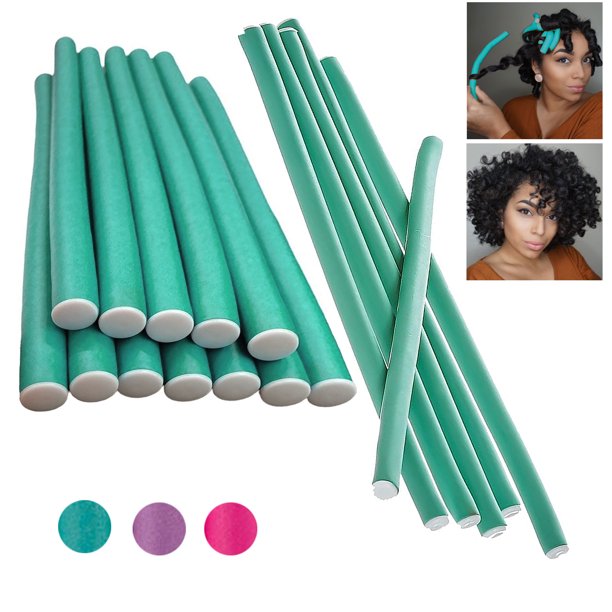 12 Pc Flexi Rods Curl Hair Rollers Perm Curlers Soft Foam Bend Large