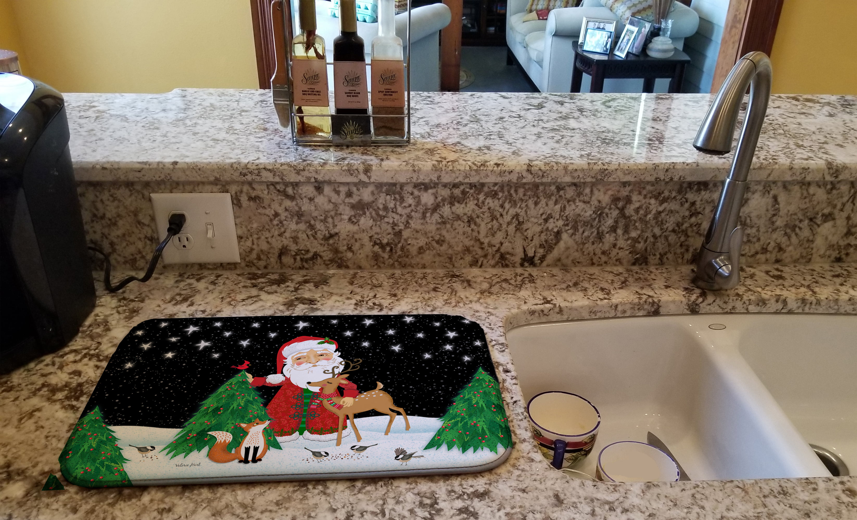  Christmas Dish Drying Mat for Kitchen Counter Gnomes Drying Pad  Absorbent Drying Mats for Countertops Sinks Draining Racks Winter Snowflake  Xmas Tree Balls Grey Xmas Decor 16x18 Inch: Home & Kitchen