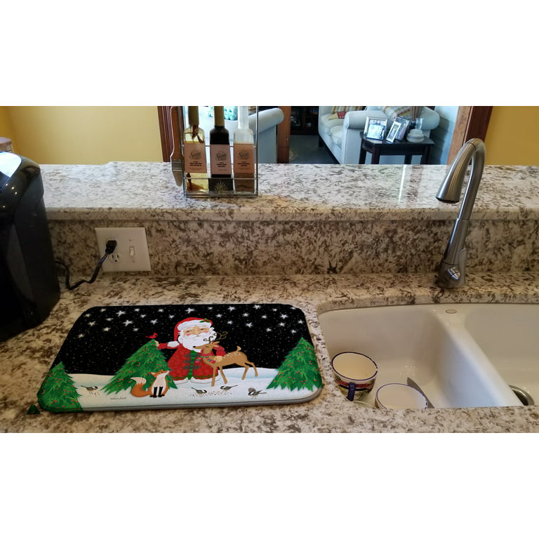 Huotupsine Grey Santa Elk Christmas Dish Drying Mat for Kitchen Counter,  Red Xmas Balls Winter Snowflake Baby Bottle Microfiber Drying Pad,  Absorbent Coffee Cup Dishes Drainer Mats 16x18, 2 Pcs - Yahoo