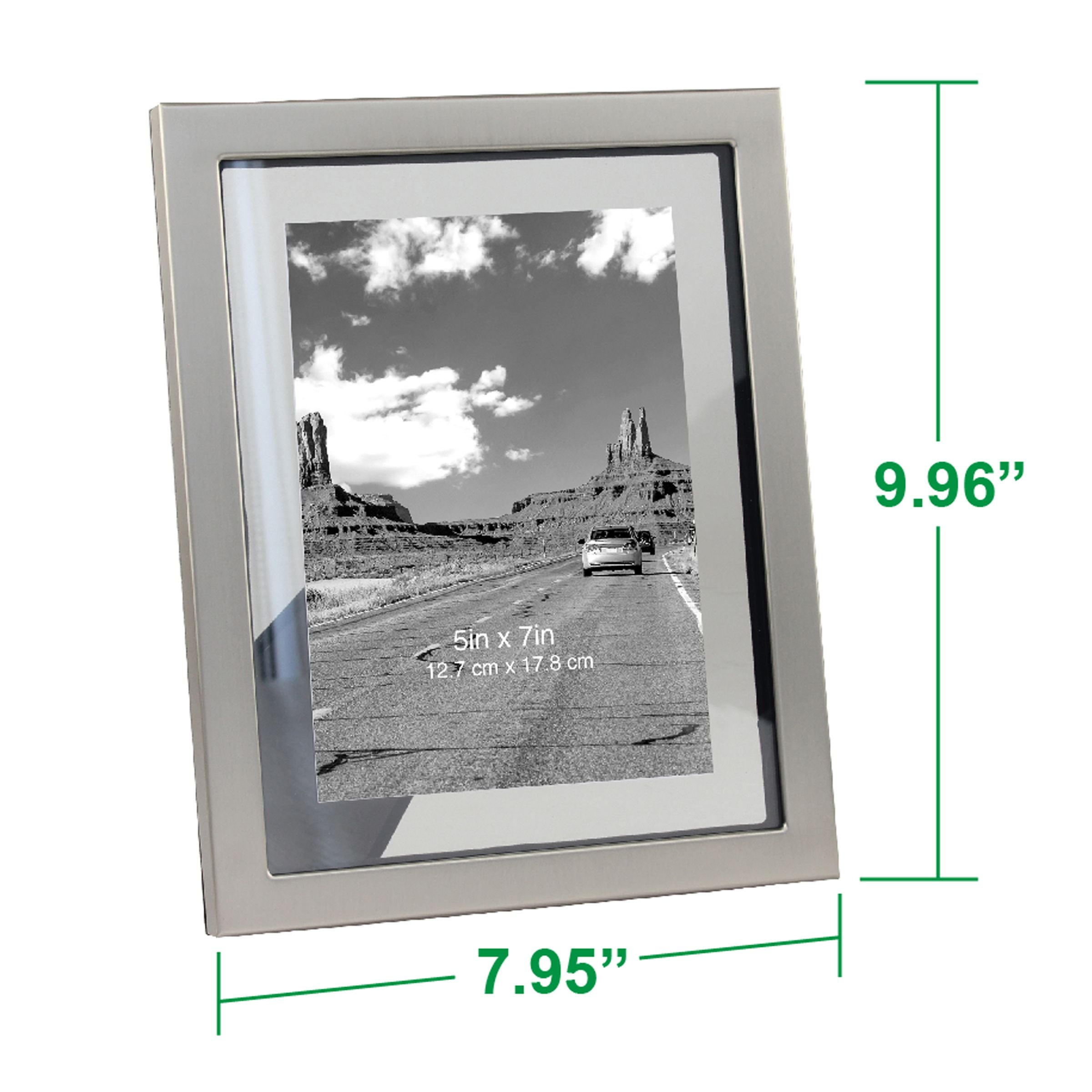 Better Homes & Gardens 5" x 7" Rectangle Metal Tabletop Floating Picture Frame, Silver