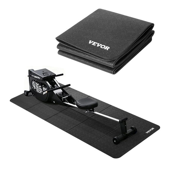 VEVOR Foldable Walking Pad Treadmill Mat, 1/4" Thick, 24" x 68" Exercise Equipment Mat for Elliptical on Carpet Hardwood Floor, High Density PVC Floor Protector, Waterproof and Non-slip for Home Gym