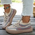 thumbnail image 4 of Rokment Wide Toe Box Chunky Walking Shoes For Women Comfortable Breathable Mesh Knit Thick Sole Low Profile Tennis Flat Fashion Sneakers Fall Casual Footwear, 4 of 6