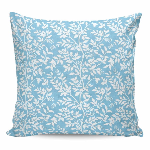Blue Spring Floral Pillow Covers 16x16 Inch Decorative Throw Pillow Cover, Farmhouse Flowers Elegant Pastoral Sofa Pillowcases Accent Cushion Case Home Decor Bedroom Living Room