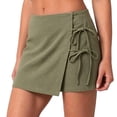 thumbnail image 2 of TAGOLD Women Sweat Shorts for Womens Solid Color Linen Wrap Mini Skort Functional Side Storage Pockets Elastic Waist Summer Beach Vacation Bottoms, 2 of 4