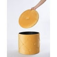 thumbnail image 4 of Round Wooden Velvet Ottoman Stool with Lid, Yellow, 4 of 6