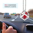 thumbnail image 2 of Abalorios para espejo retrovisor de coche con forma de cubo de diamante rojo, accesorios brillantes para coche, adorno colgante con cadena, abalorio para coche y adorno para decoración del hogar (rojo) brillar Electrónica, 2 of 4