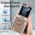 thumbnail image 6 of for Galaxy Z Flip 5 5G Case with Ring, Glitter Crystal Bling Sparkly Leather with Slim Fit Hard PC Bumper Protective Cases Cover Compatible with Samsung Galaxy Z Flip 5 5G 2023, Gold, 6 of 7