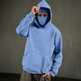 thumbnail image 2 of QSAWXQZ Men's Cargo Hoodie Built in Face Mask Long Sleeve Warm Pullover Sweatshirt with Pockets Blue XL, 2 of 5