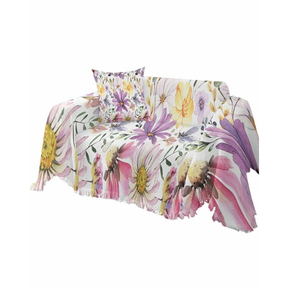 Floral Flower Sofa Couch Covers for Dogs,Washable Sectional Couch Slipcovers for Loveseat with Tassel,Botanical Country Spring Summer Leaves Non Slip Sofa Throw Cover Blanket Large 71''x102''