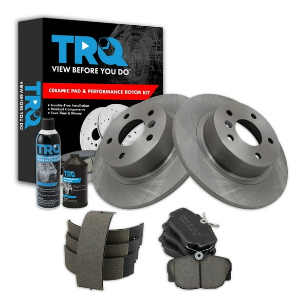 TRQ Rear Brake Pad & Rotor Kit BKA38688 Fits Select 1999-2004 Land Rover Discovery , 1995-2002 Land Rover Range Rover
