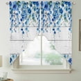thumbnail image 2 of Spring Blue Floral Swag Curtains for Kitchen/Bedroom/Living Room, Farmhouse Weeping Floral Leaves Wood Scalloped Curtains 63 Inch Long, Window Swag Topper Curtains Valances 2 Panels Set 36"x63", 2 of 8